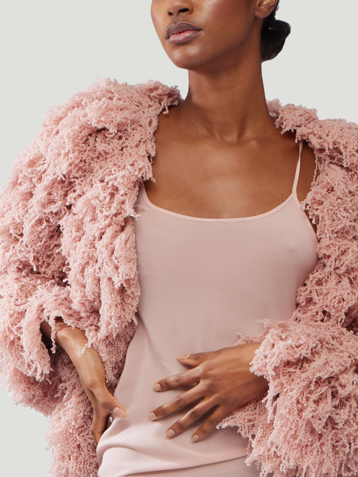 Ryan Roche - Furry Cashmere Cardigan - Pink - ABASK