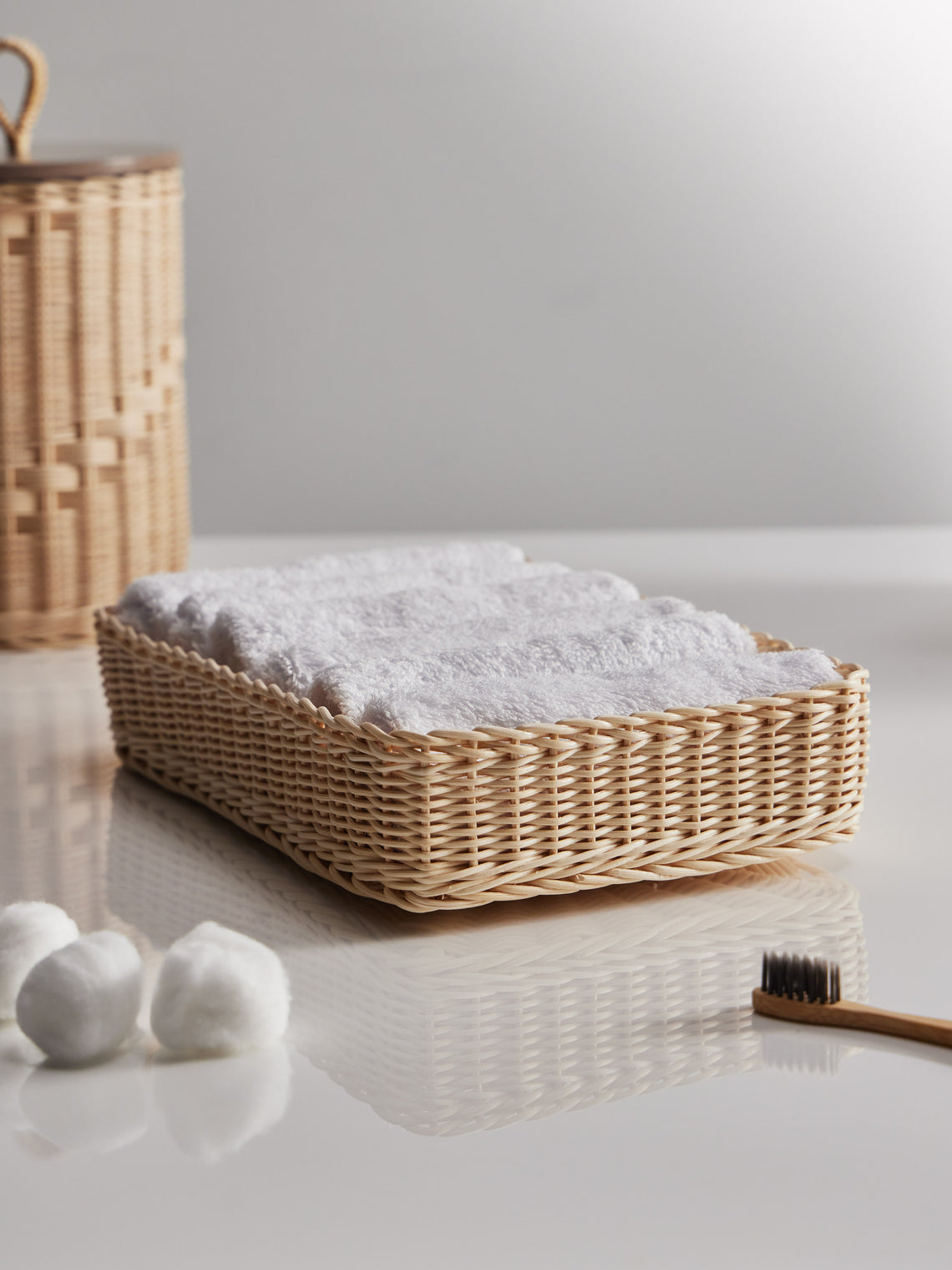 Mila Maurizi - Onda Handwoven Wicker Washcloth Holder -  - ABASK