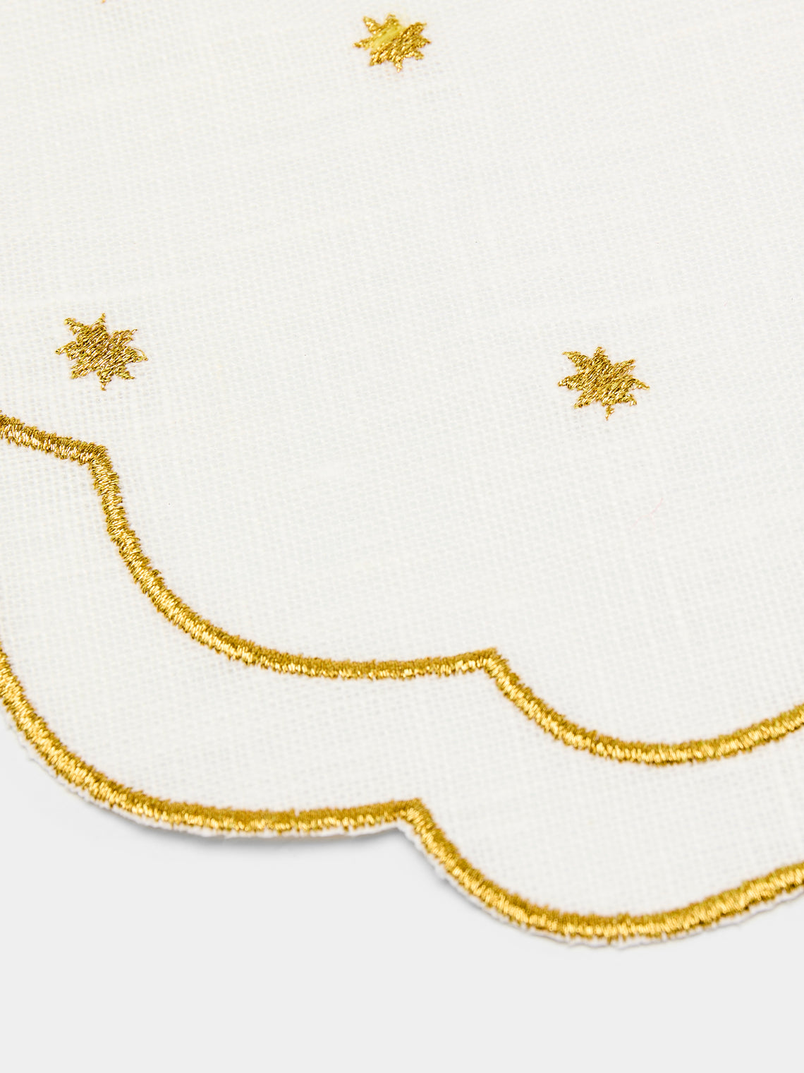 La Gallina Matta - Krinkle Stars Embroidered Linen Placemats (Set of 4) -  - ABASK