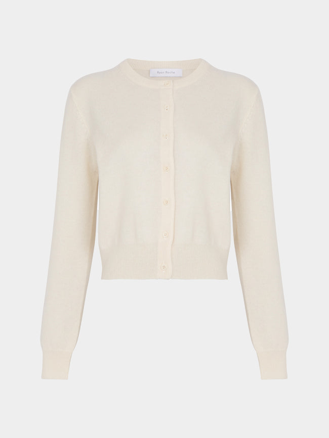 Ryan Roche - Cashmere Cropped Crew-Neck Cardigan | Size: XS -  - ABASK - 