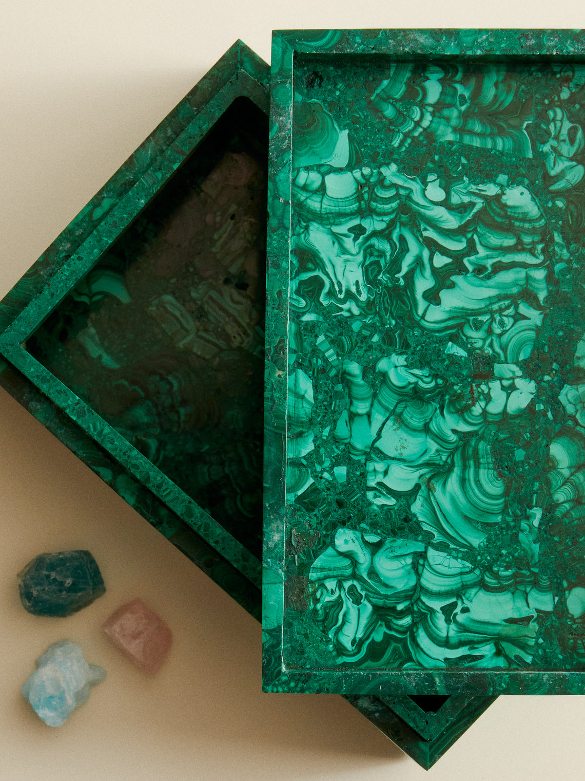 Antique and Vintage - 1950s Malachite Lidded Box -  - ABASK