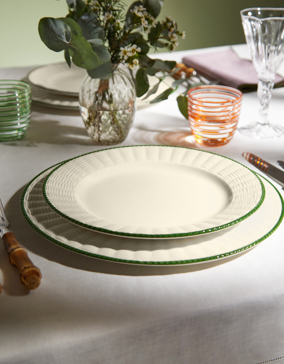 Este Ceramiche - Wicker Hand-Painted Ceramic Dinner Plates (Set of 4) -  - ABASK