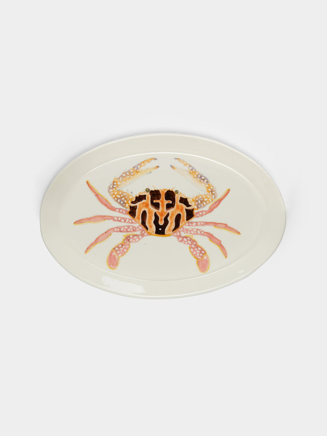 Casa Adams - Coral Swimmer Crab Hand-Painted Porcelain Serving Platter -  - ABASK - 