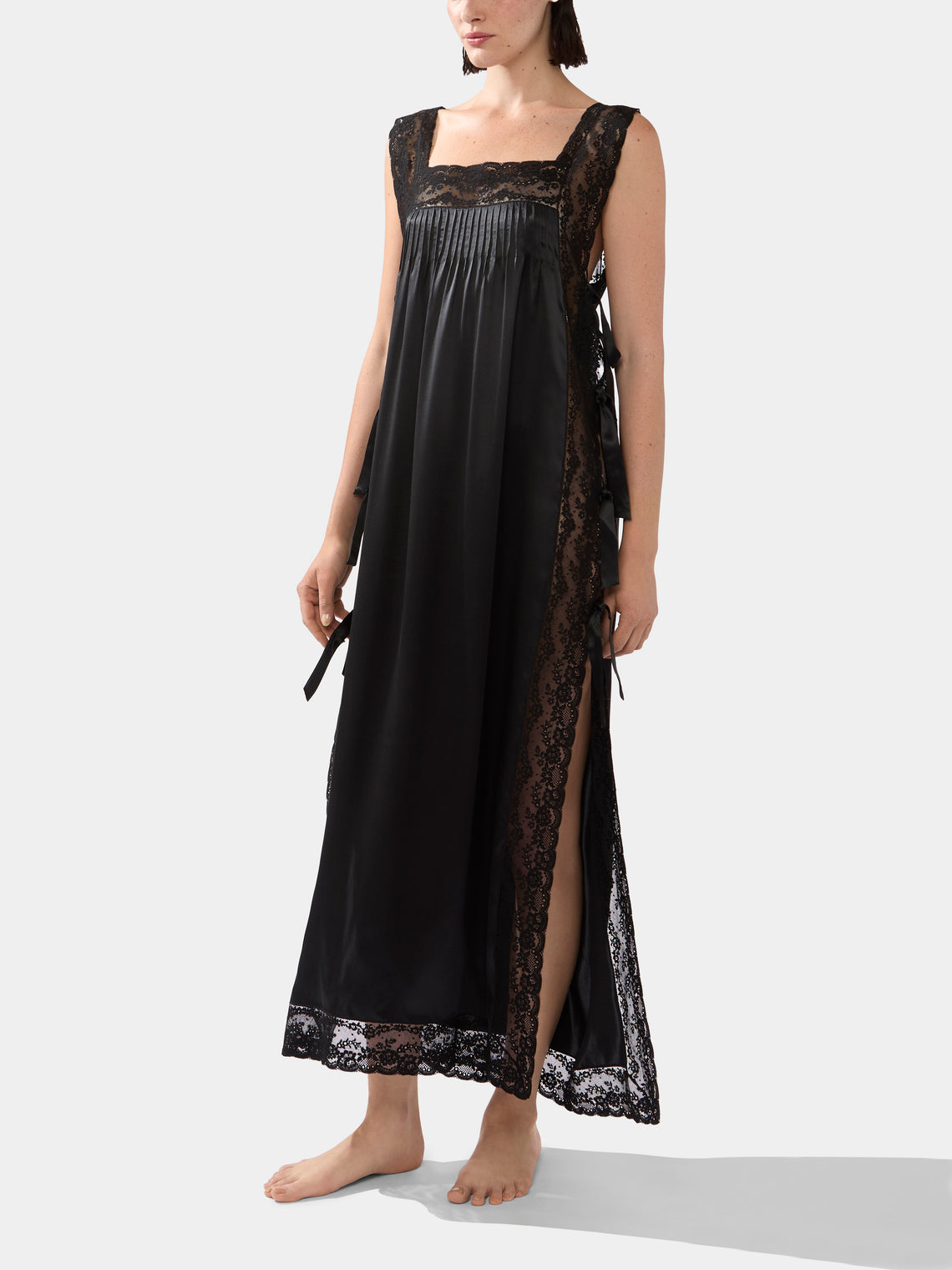 Loretta Caponi - Fiocchini Silk and Lace Long Dress -  - ABASK