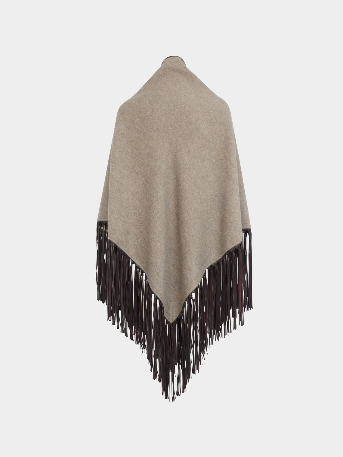 Alonpi - Double-Faced Cashmere Long Shawl with Leather Fringing | One Size -  - ABASK