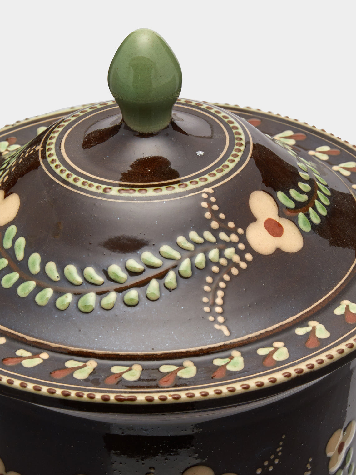 Poterie d’Évires - Flowers Hand-Painted Ceramic Medium Lidded Pot -  - ABASK