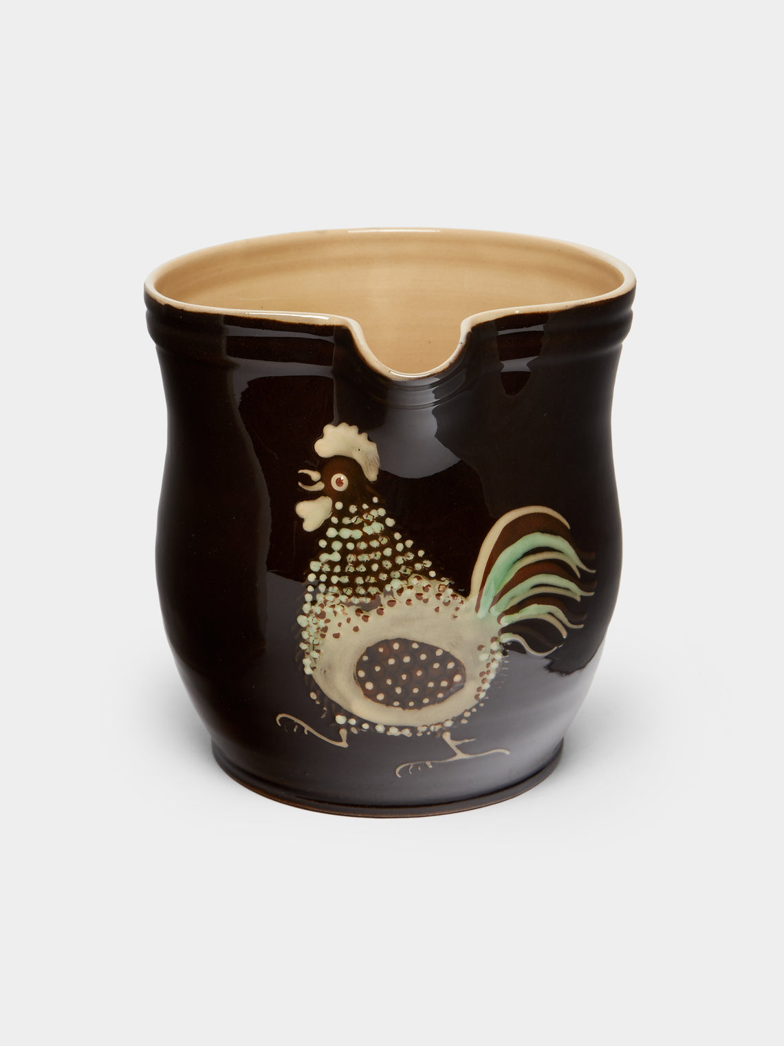 Poterie d’Évires - Chickens Hand-Painted Ceramic Rounded Jug -  - ABASK