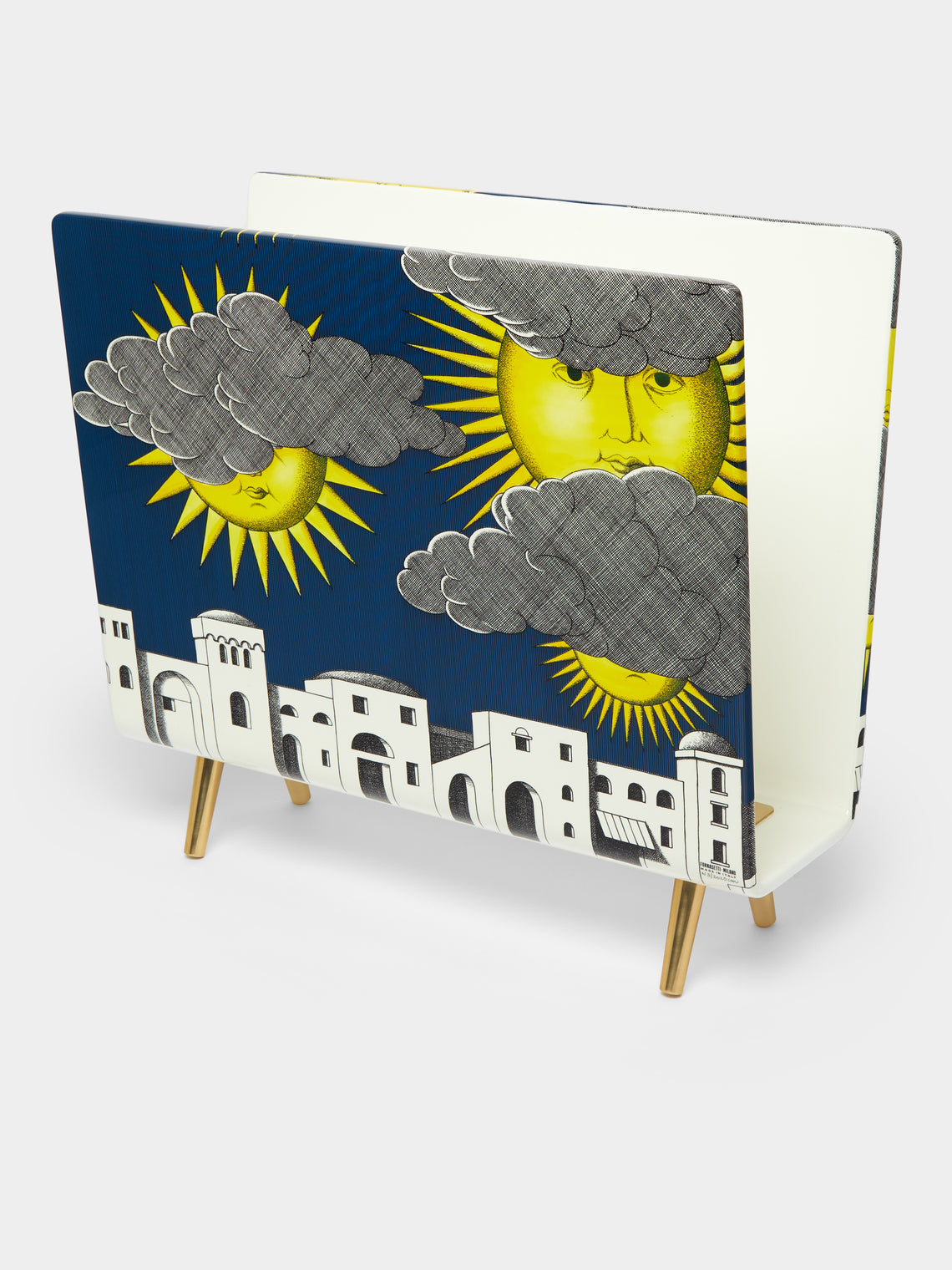 Fornasetti - Sole di Capri Hand-Painted Metal Magazine Rack -  - ABASK - 