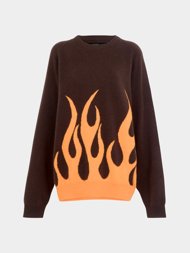 Frenckenberger - Sylvie Fleury Flame Cashmere R-Neck Sweater | Size: S -  - ABASK - 