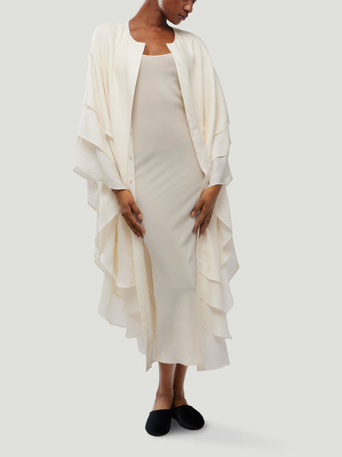 Les Vacances D'Irina - The Supergirl Wool, Silk and Cashmere Cape | One Size - Ivory - ABASK