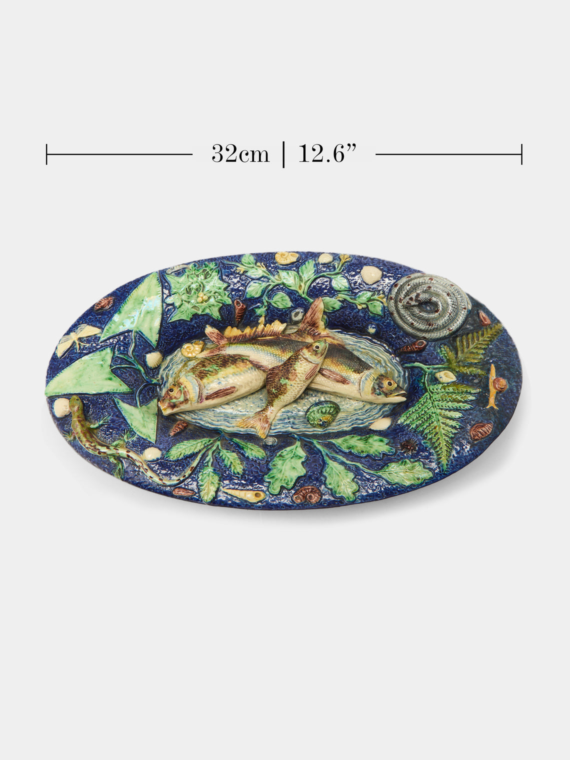 Antique and Vintage - 1900s Majolica Ceramic Fish Platter -  - ABASK