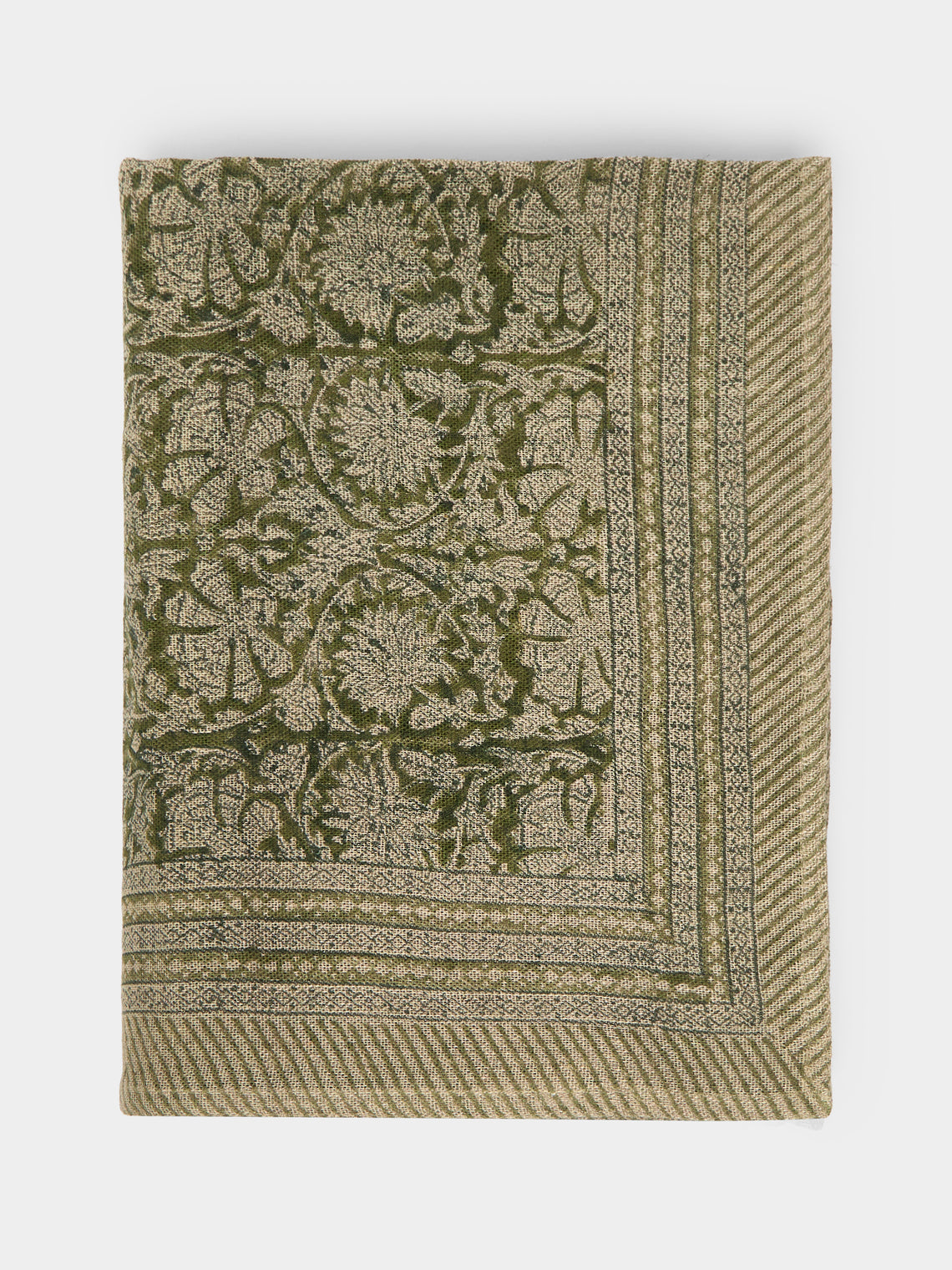 Chamois - Paradise Block-Printed Linen Rectangular Tablecloth -  - ABASK - 