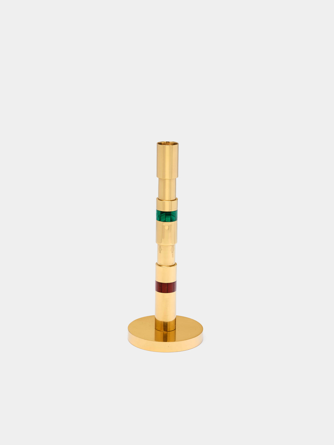 Viya - Majestic Brass and Semi-Precious Stone Candlesticks (Set of 2) -  - ABASK