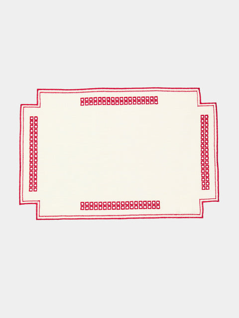 Borgo delle Tovaglie - Eva Rosso Embroidered Linen Placemats (Set of 4) -  - ABASK - 