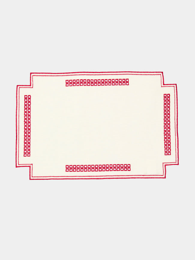 Borgo delle Tovaglie - Eva Rosso Embroidered Linen Placemats (Set of 4) -  - ABASK - 