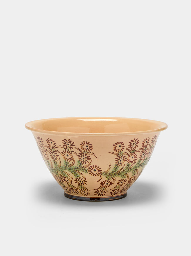 Poterie d’Évires - Flowers Hand-Painted Ceramic Large Salad Bowl -  - ABASK - 