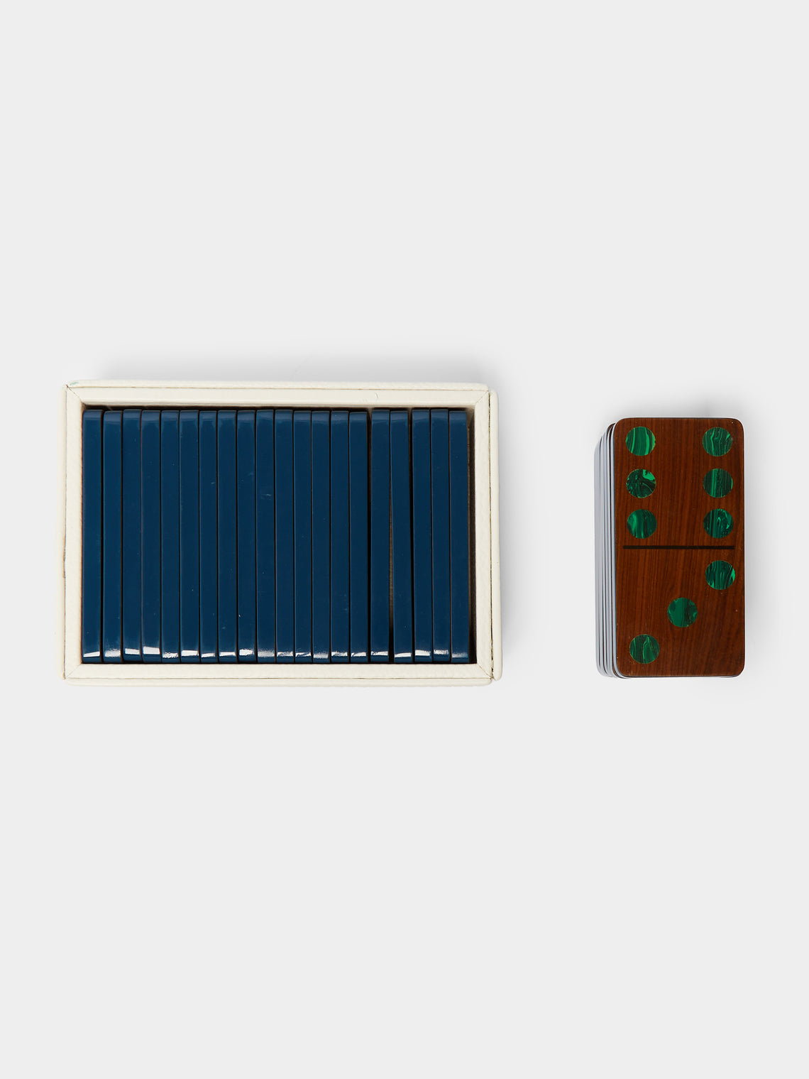 Marcela Cure - Pui Wood and Malachite Dominoes Set -  - ABASK