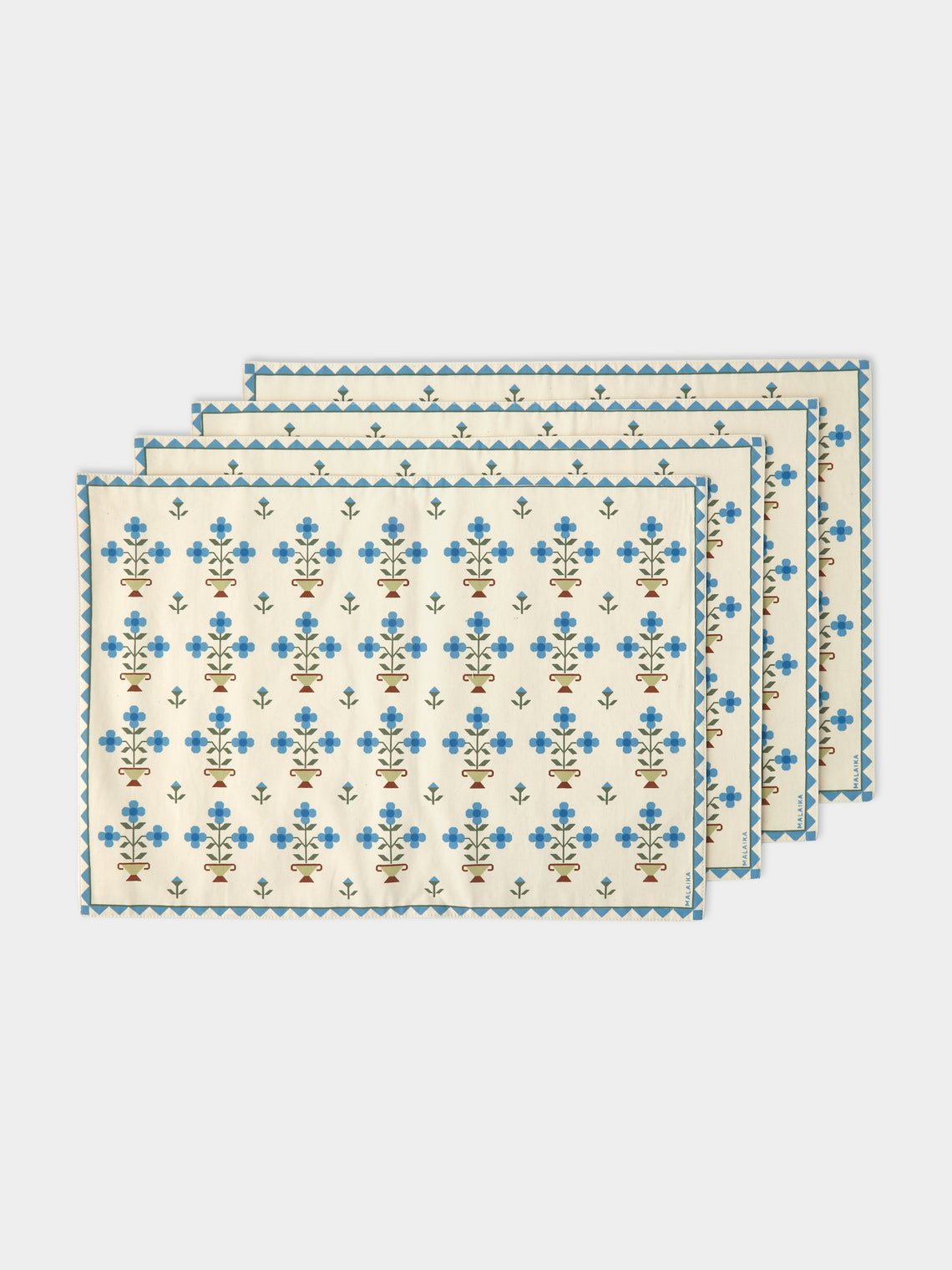 Anut Cairo - Ottoman Vase Hand-Printed Cotton Placemats (Set of 4) -  - ABASK