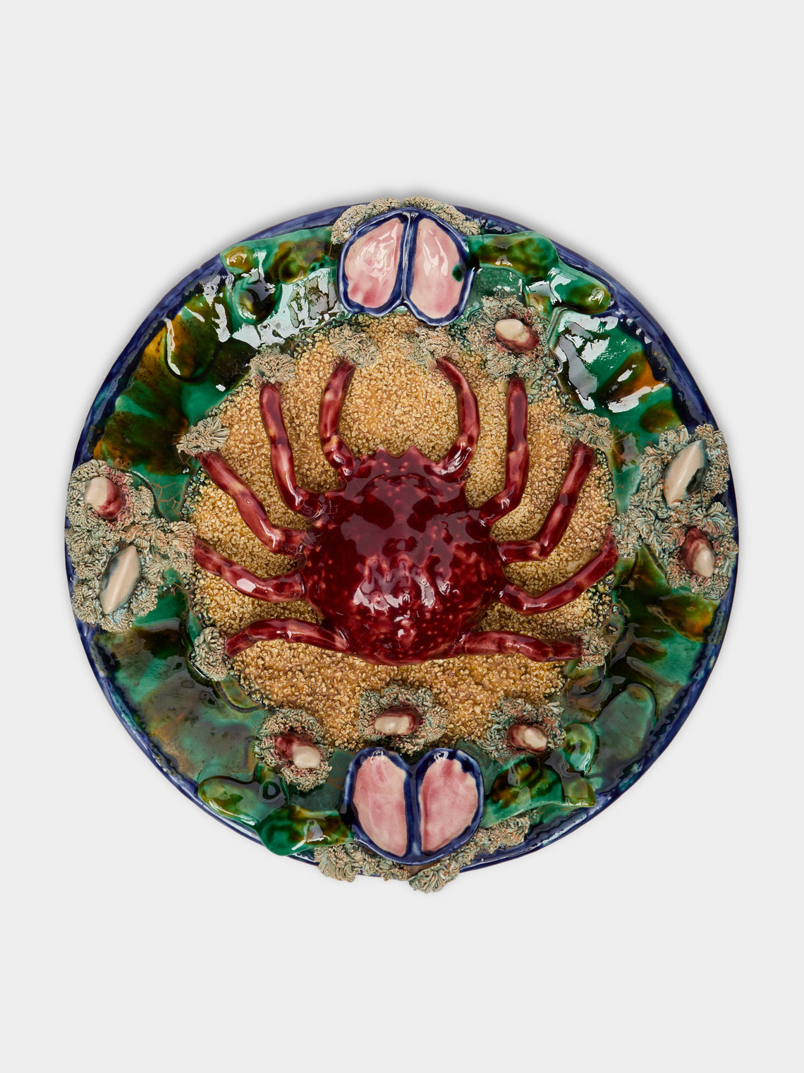 Antique and Vintage - 1980s Majolica Crab Plate -  - ABASK - 