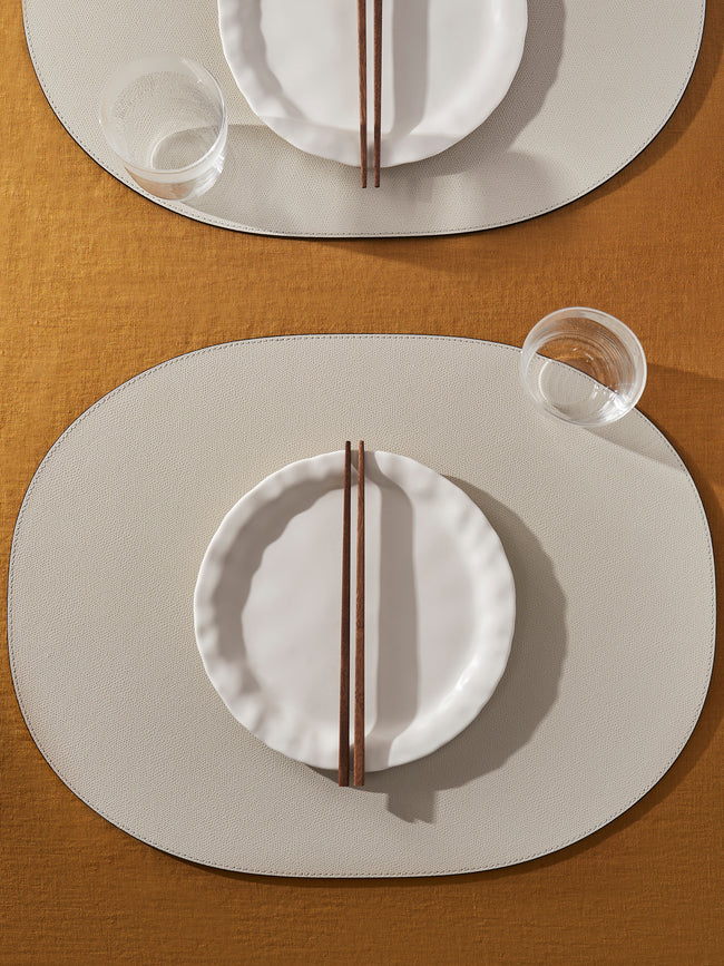 Giobagnara - Leather Large Oval Placemats (Set of 4) - Beige - ABASK