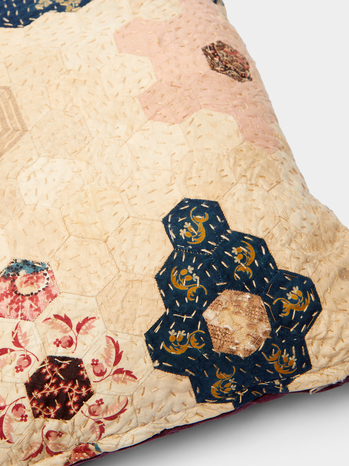 By Walid - 19th-Century Victorian Patchwork Silk Cushion -  - ABASK