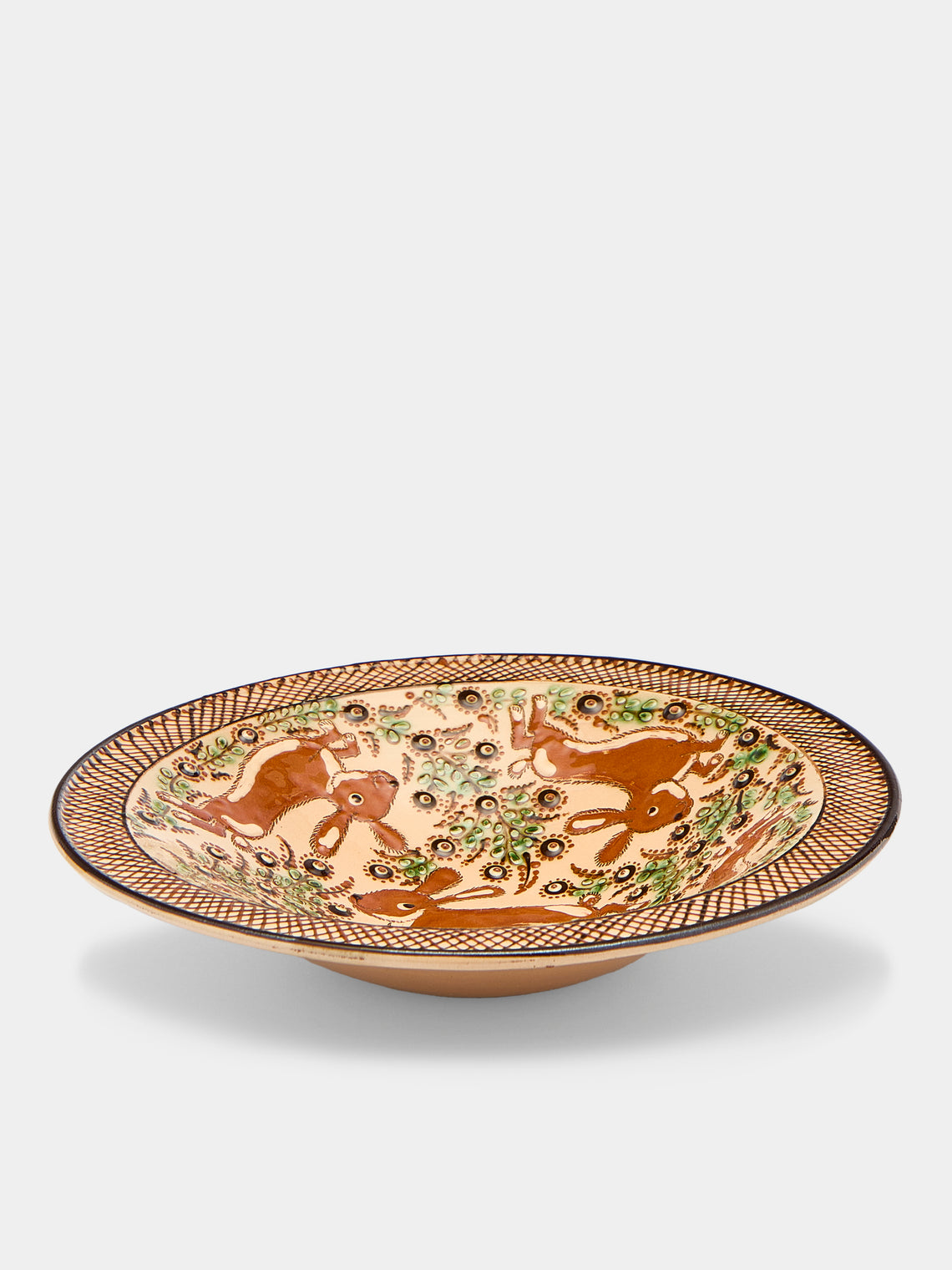 Poterie d’Évires - Rabbits Hand-Painted Ceramic Large Breakfast Serving Bowl -  - ABASK