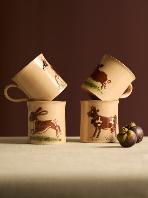 Poterie d’Évires - Animals Hand-Painted Ceramic Mugs (Set of 4) -  - ABASK