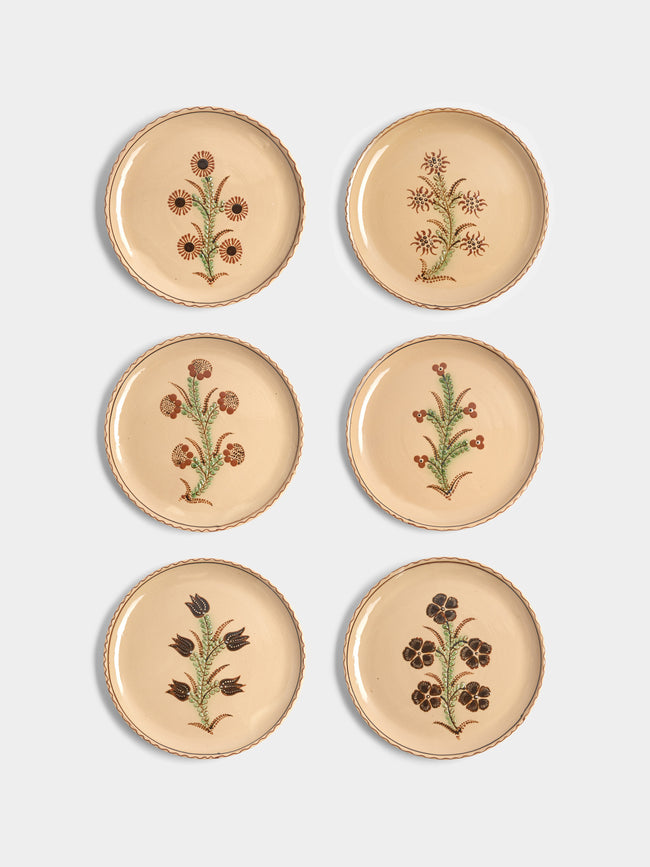 Poterie d’Évires - Flowers Hand-Painted Ceramic Dinner Plates (Set of 6) -  - ABASK - 