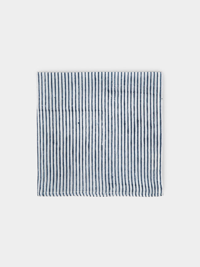Chamois - Stripe Block-Printed Linen Napkins (Set of 4) -  - ABASK - 