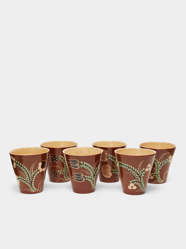 Poterie d’Évires - Flowers Hand-Painted Ceramic Coffee Cups (Set of 6) -  - ABASK - 