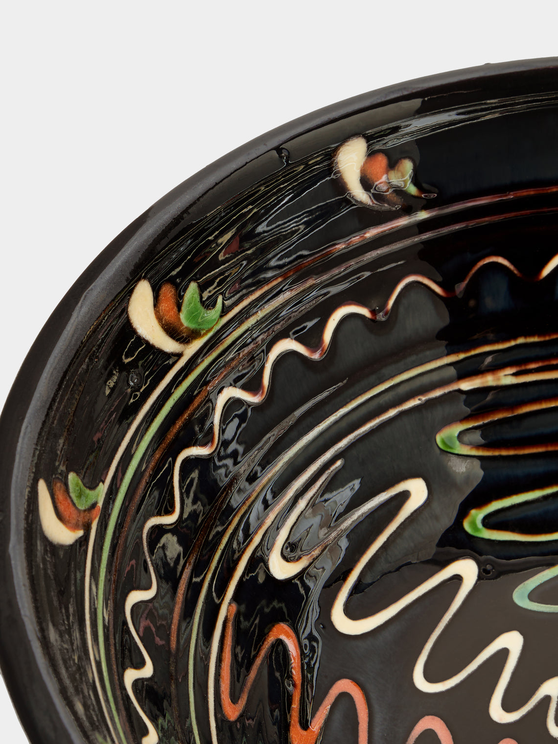 Poterie de Cliousclat - Hand-Painted Slipware Serving Bowl -  - ABASK