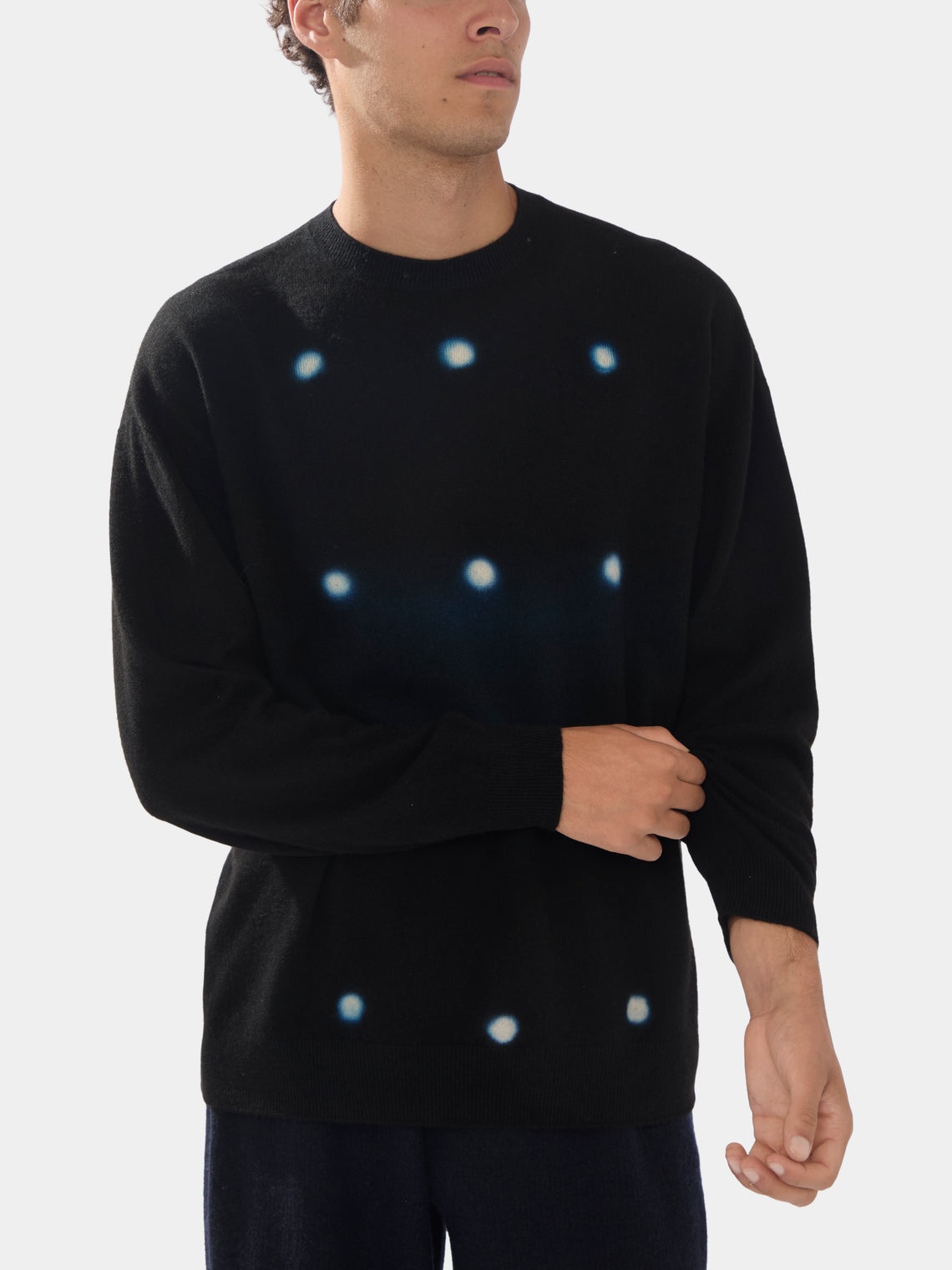 Shibori Cashmere Seamless Wide Crew-Neck Sweater