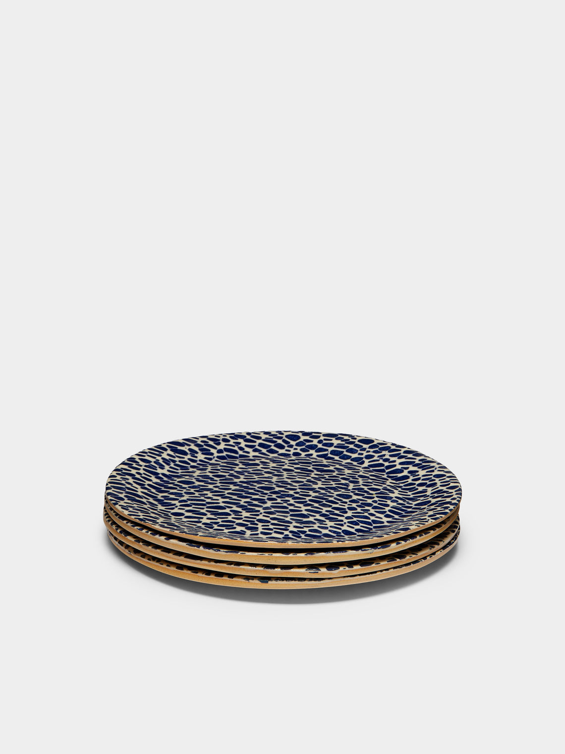 Terrafirma Ceramics - Hand-Printed Ceramic Side Plates (Set of 4) - Blue - ABASK