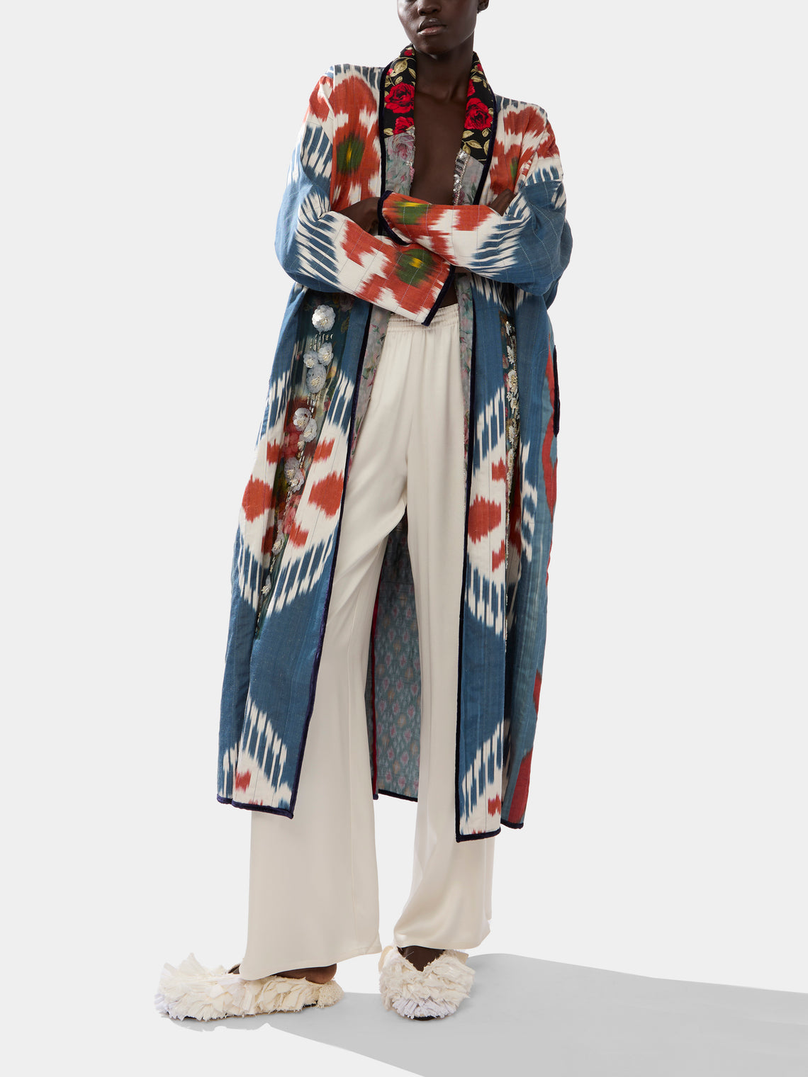 Nazzy Beglari - Hand-Loomed Ikat Silk and Cotton Reversible Robe | One Size -  - ABASK