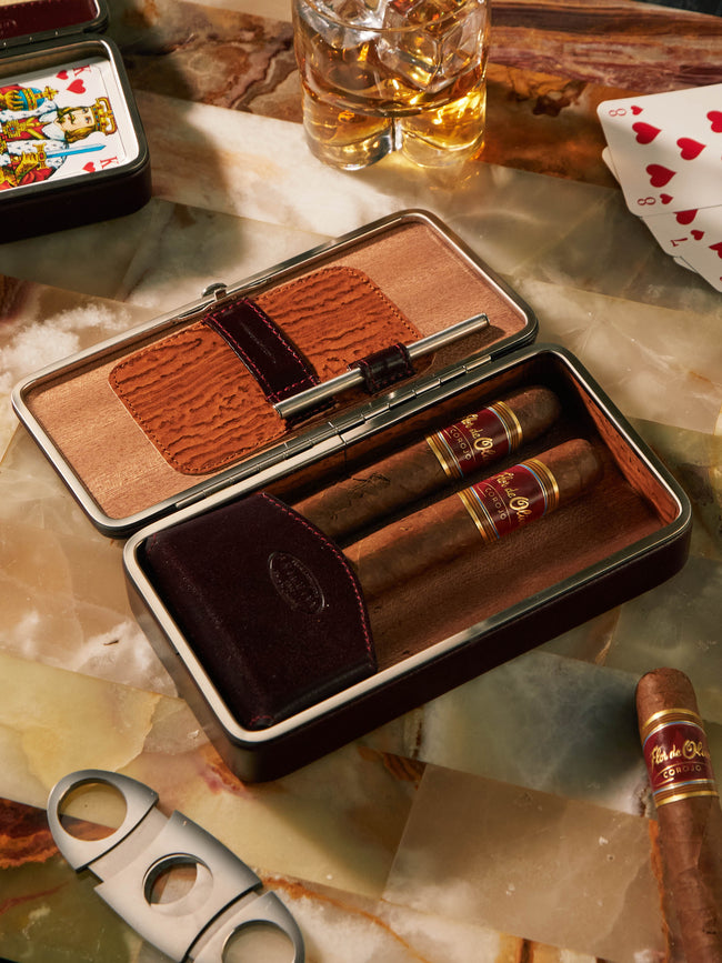 F. Hammann - Leather Cigar Case (3 Cigars) -  - ABASK