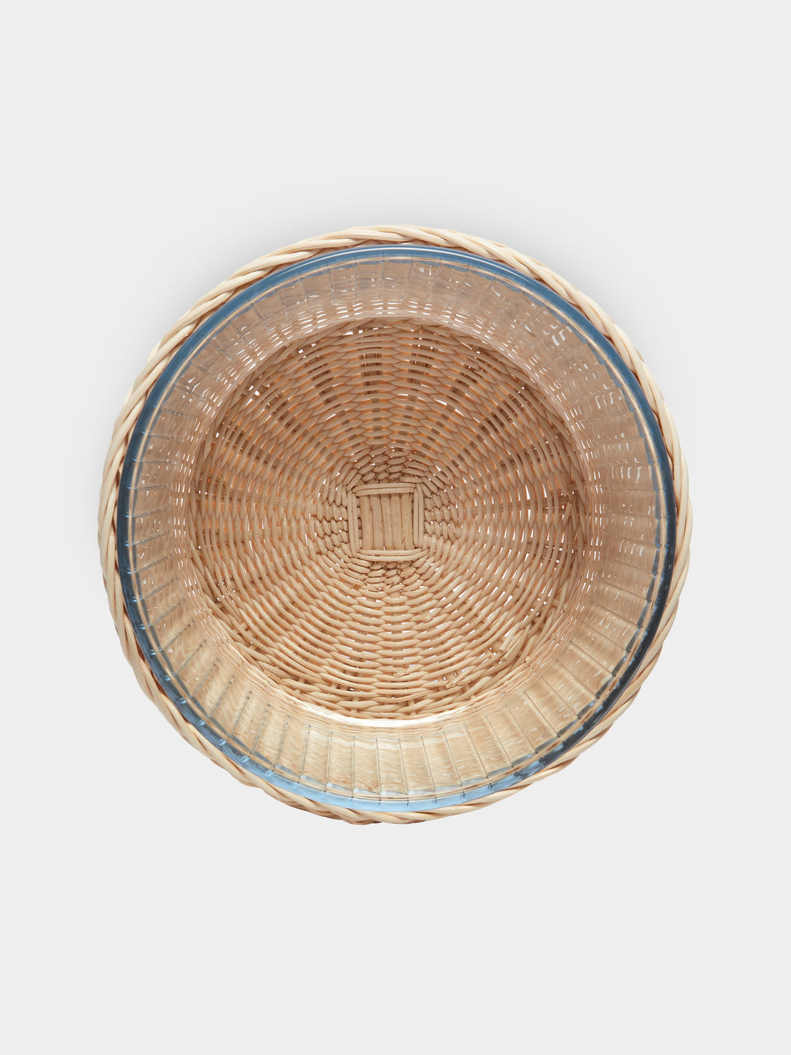 Mila Maurizi - Glicine Handwoven Wicker and Glass Serving Bowl -  - ABASK