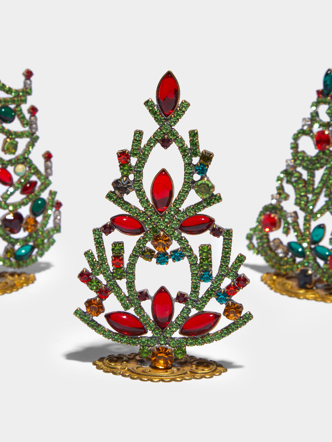 Antique and Vintage - 1930s Czech Jewelled Extra Small Christmas Trees (Set of 3) -  - ABASK