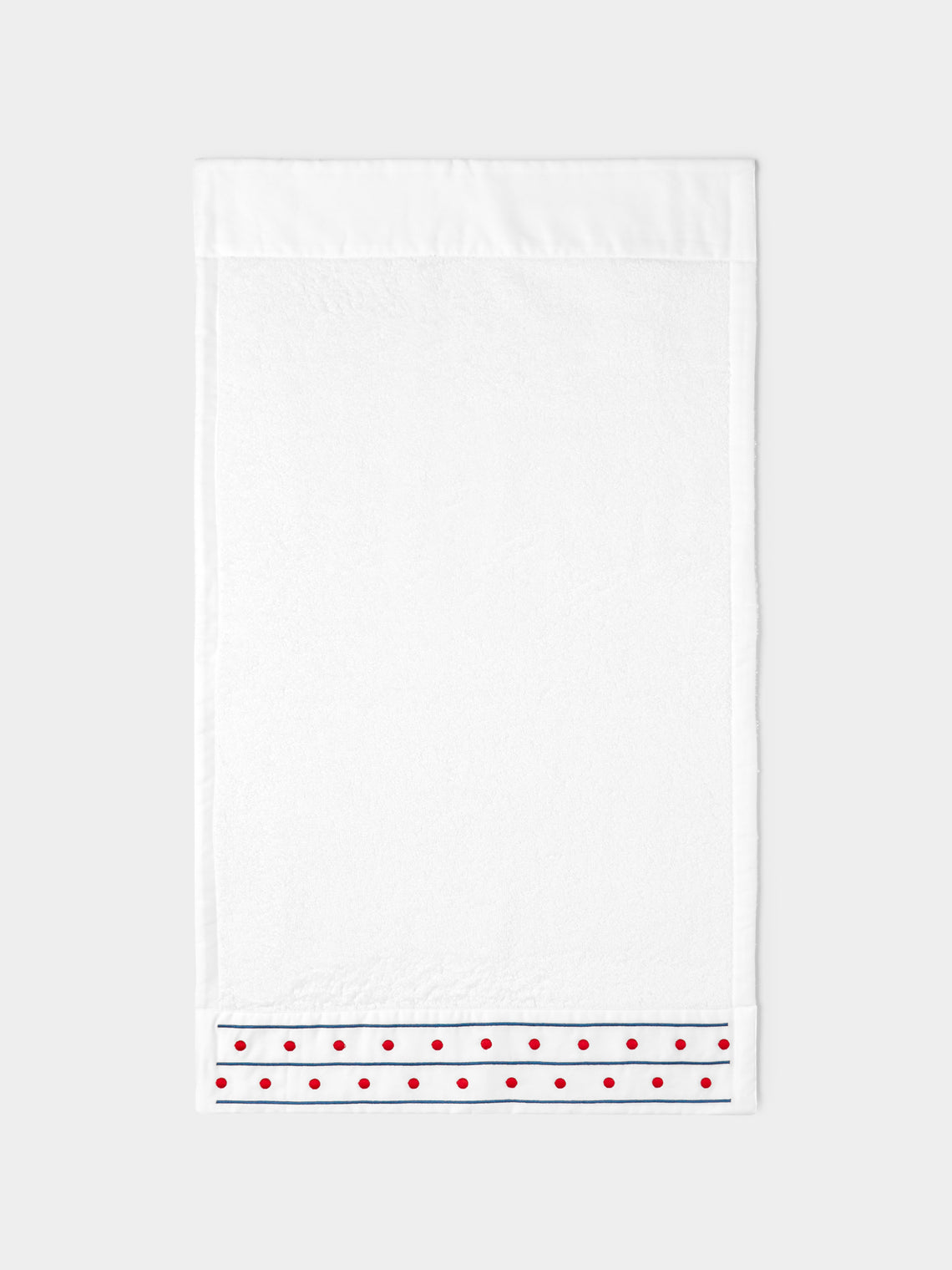 Loretta Caponi - Stripes & Dots Hand-Embroidered Cotton Hand Towel -  - ABASK