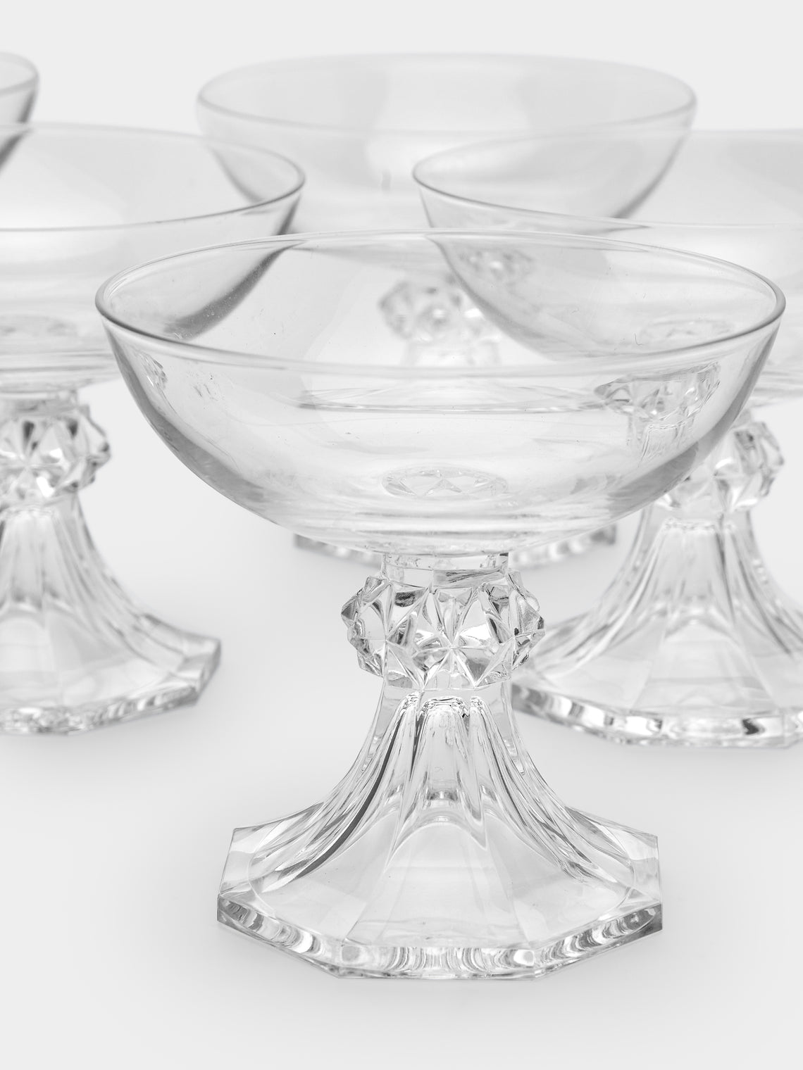 Antique and Vintage - 1950s Val Saint Lambert Hand-Blown Crystal Champagne Coupes (Set of 12) -  - ABASK