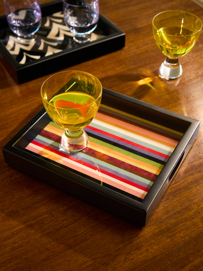Biagio Barile - Stripes Wood Inlay Tray -  - ABASK