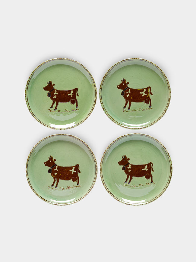 Poterie d’Évires - Cows Hand-Painted Ceramic Dinner Plates (Set of 4) -  - ABASK - 