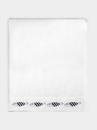 Loretta Caponi - Striped Fish Hand-Embroidered Cotton Bath Sheet -  - ABASK - 