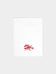 Loretta Caponi - Lobster Hand-Embroidered Linen Cocktail Napkins (Set of 6) -  - ABASK - 