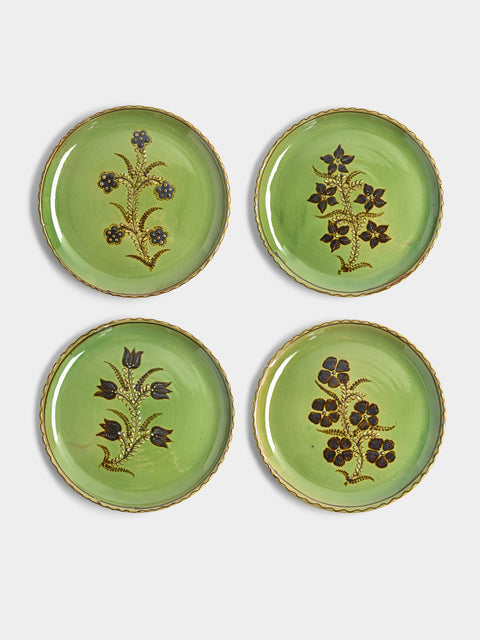 Poterie d’Évires - Flowers Hand-Painted Ceramic Dinner Plates (Set of 4) -  - ABASK - 