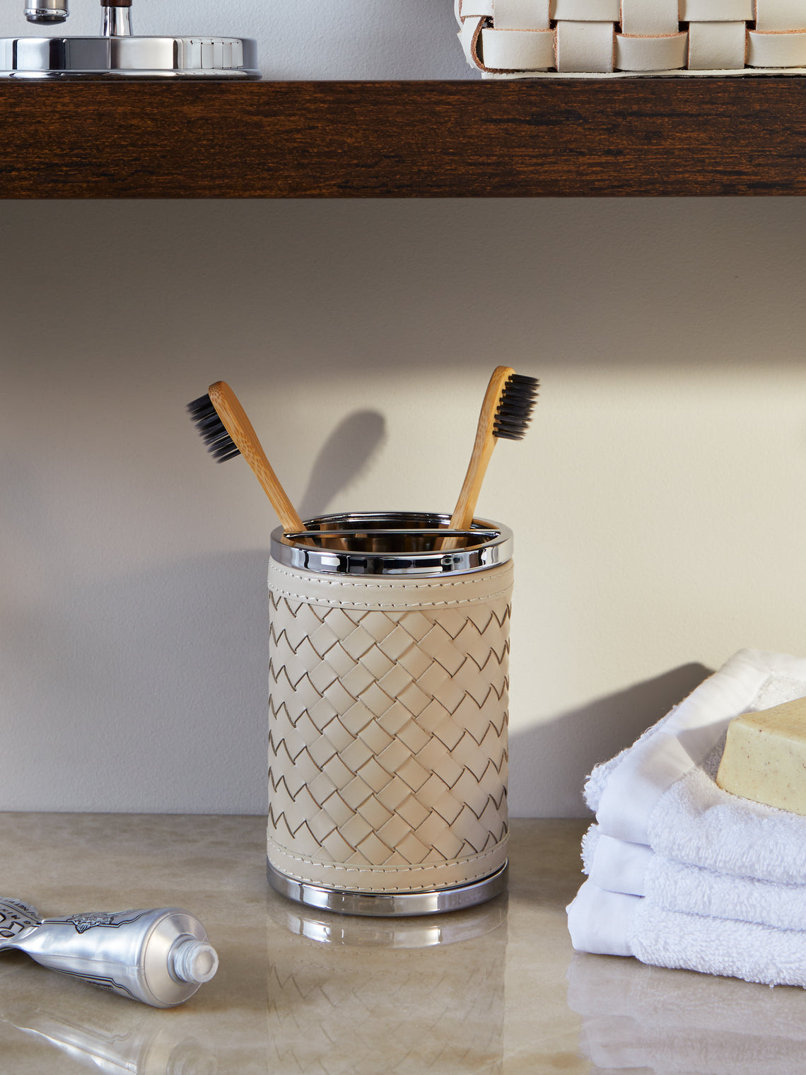 Riviere - Woven Leather Toothbrush Holder -  - ABASK