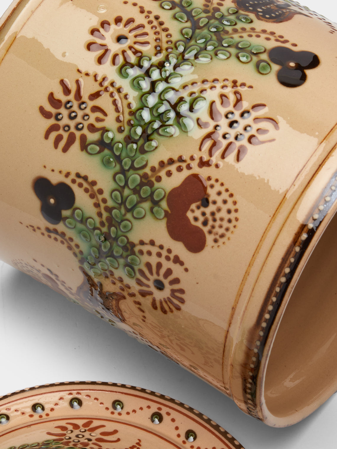 Poterie d’Évires - Flowers Hand-Painted Ceramic Medium Lidded Pot -  - ABASK