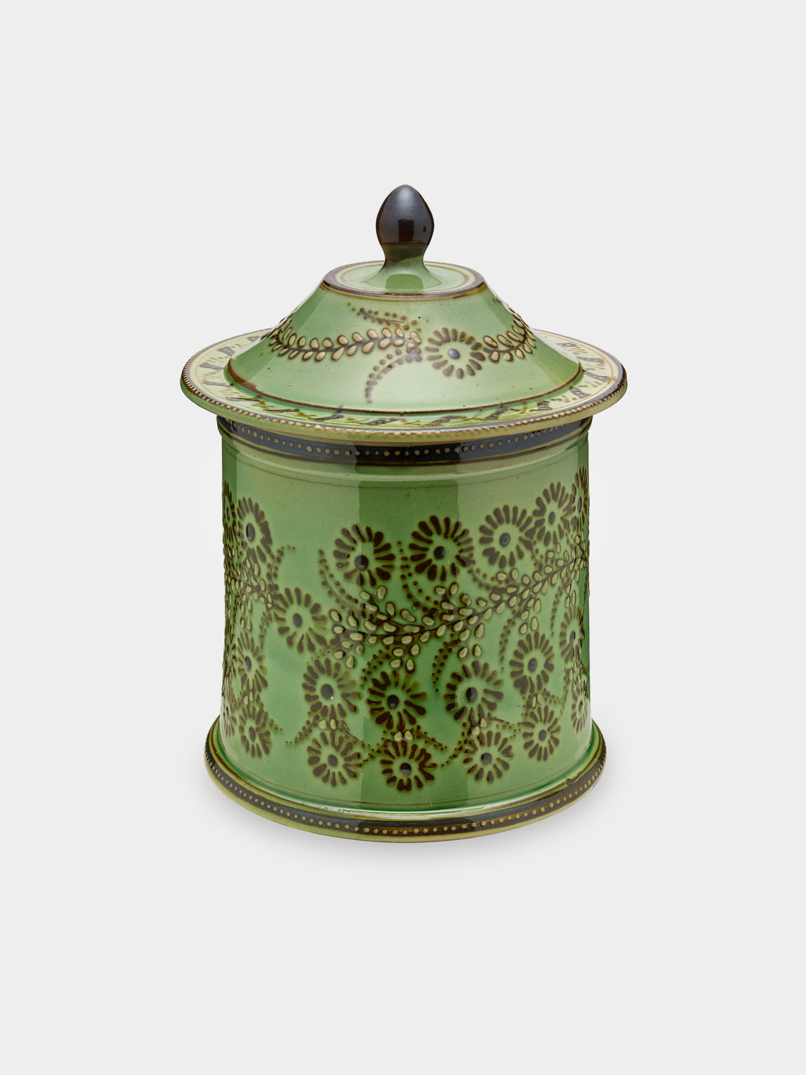 Poterie d’Évires - Flowers Hand-Painted Ceramic Medium Lidded Pot -  - ABASK - 