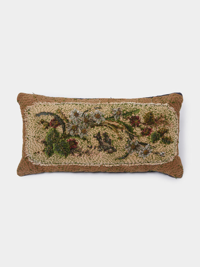 By Walid - 19th-Century Victorian Beaded Wool Needlepoint Cushion -  - ABASK - 