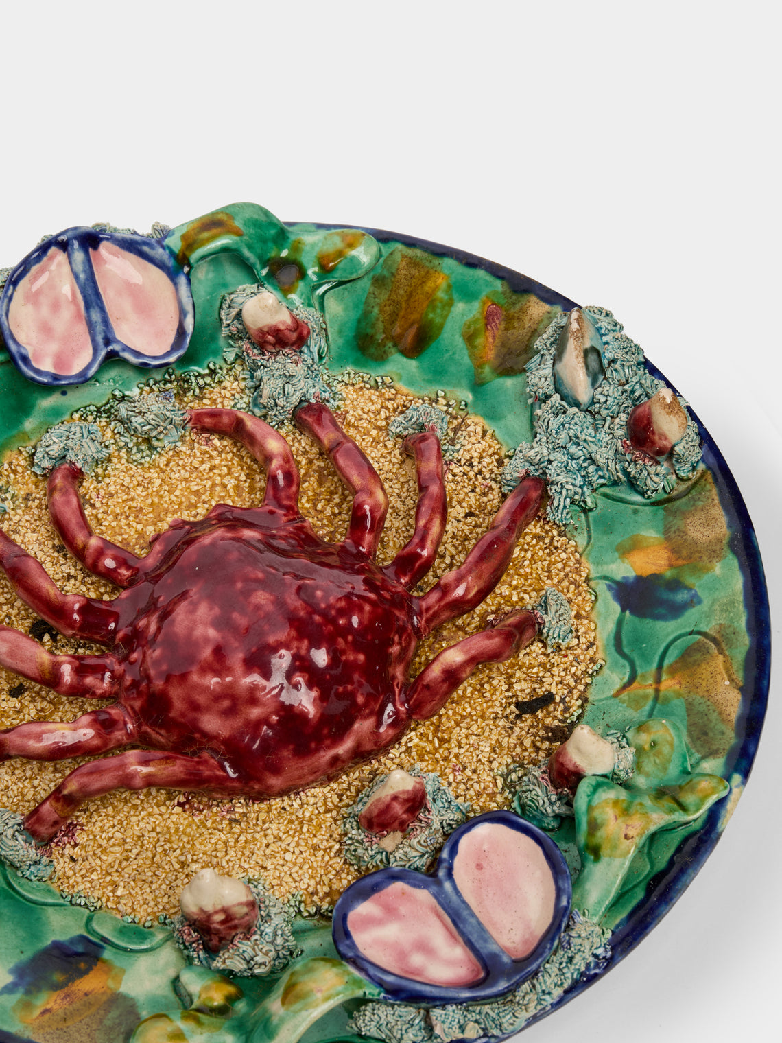 Antique and Vintage - 1980s Majolica Crab Plate -  - ABASK