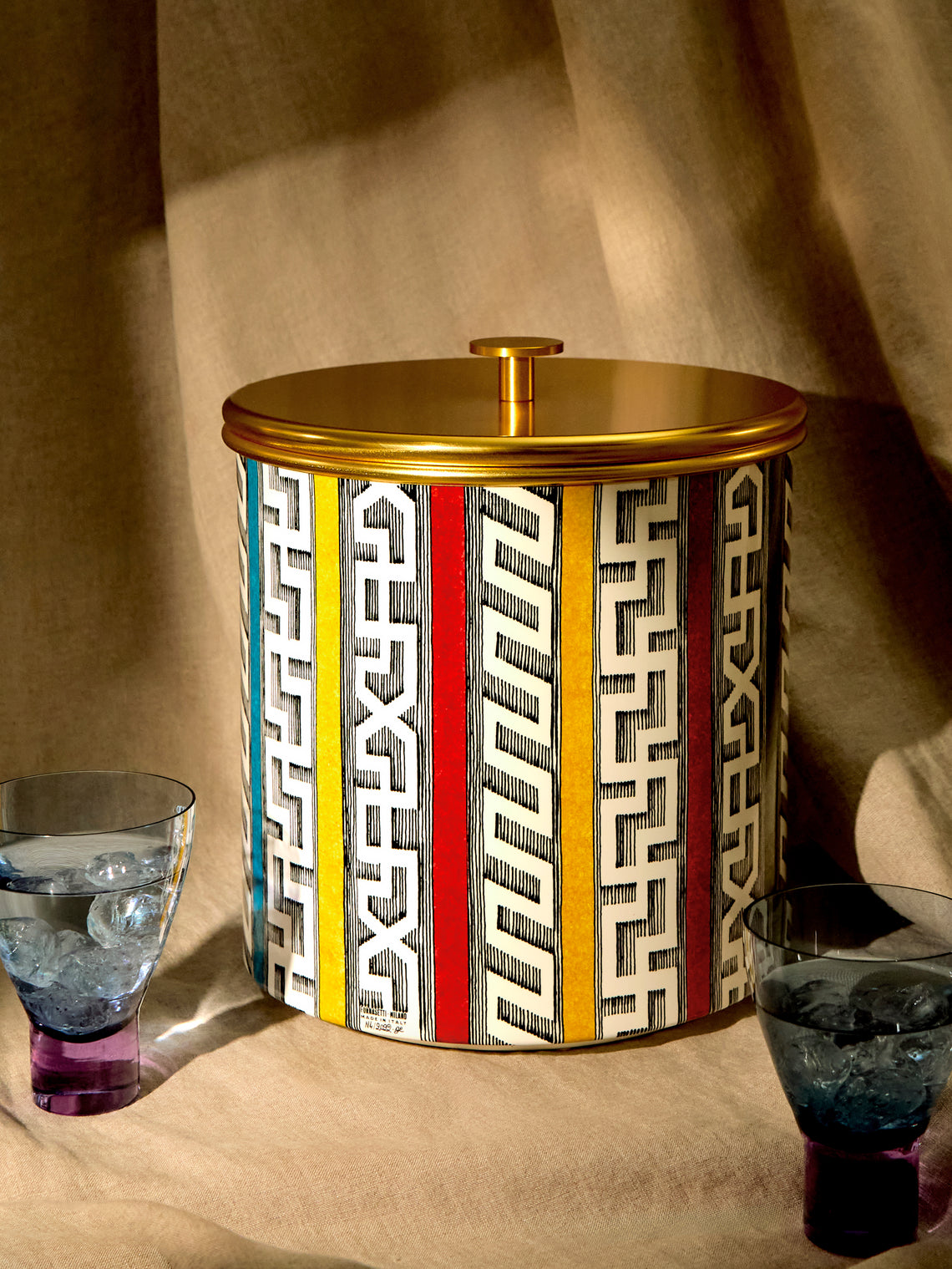 Fornasetti - Bordi Antichi Hand-Painted Metal Ice Bucket -  - ABASK